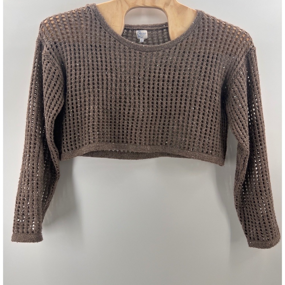 Blue Rain x‎ Francescas Brown Sequin Mesh Cropped Sweater Size M